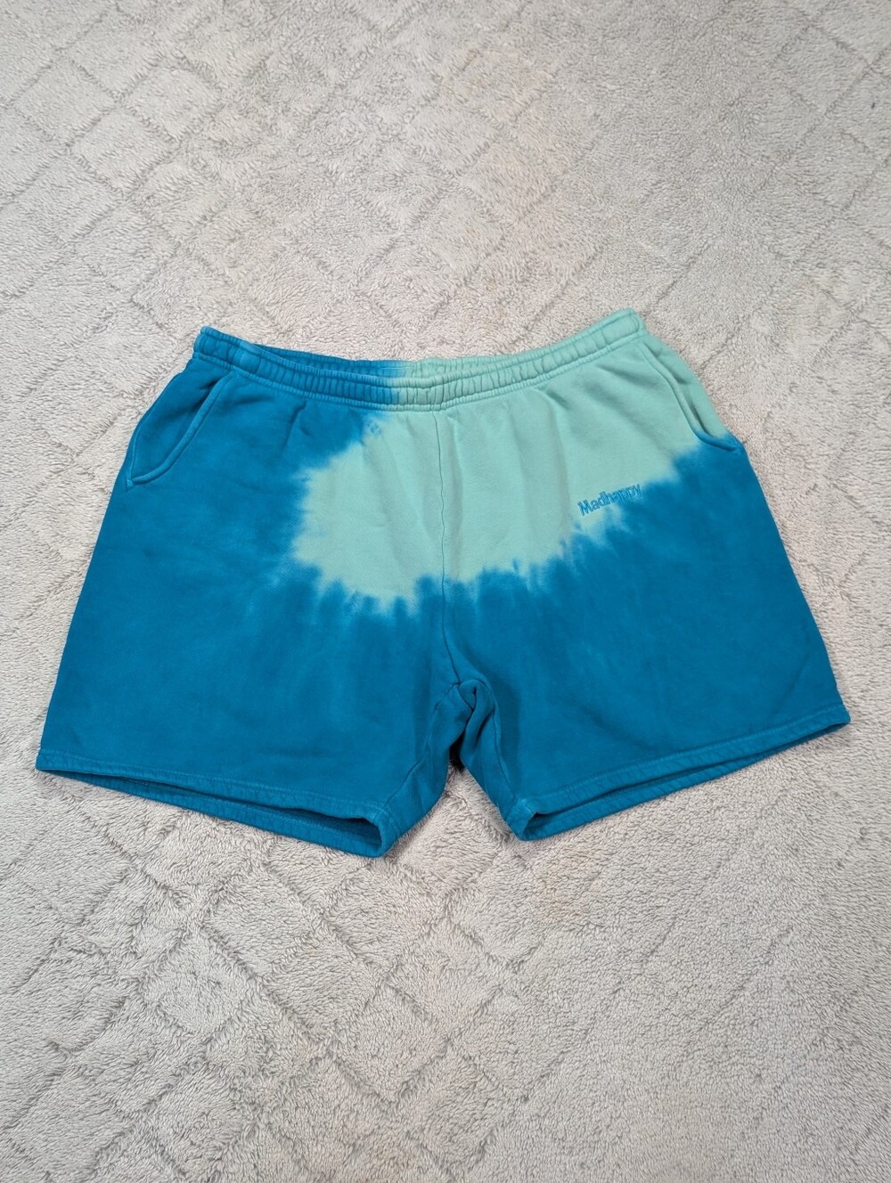 Madhappy Shorts Mens XXL Blue Tie Dye Heavy Cotton Fleece Sweats Lounge Casual